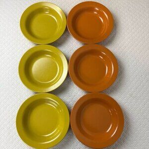 Vintage Melmac Melamine Bowl Set 3 Orange 3 Yellow Serve 6 70s 80s Retro MCM